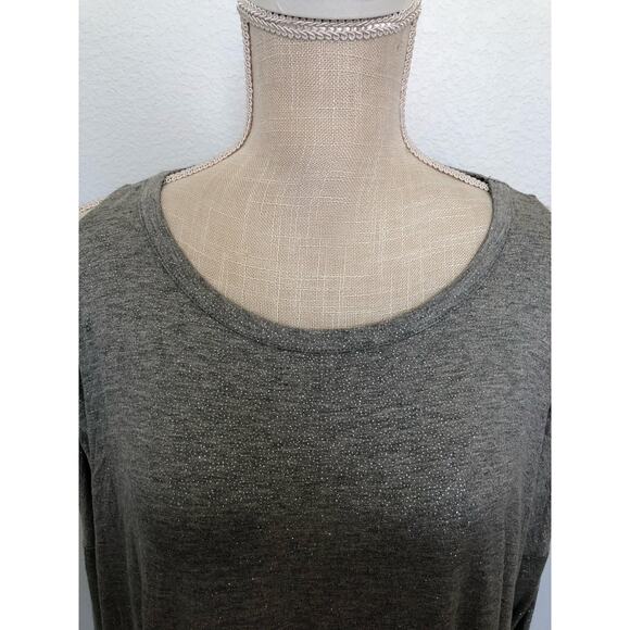 Chaser Gray and Silver Sparkle Cold Shoulder Tunic Top - M - Picture 2 of 4